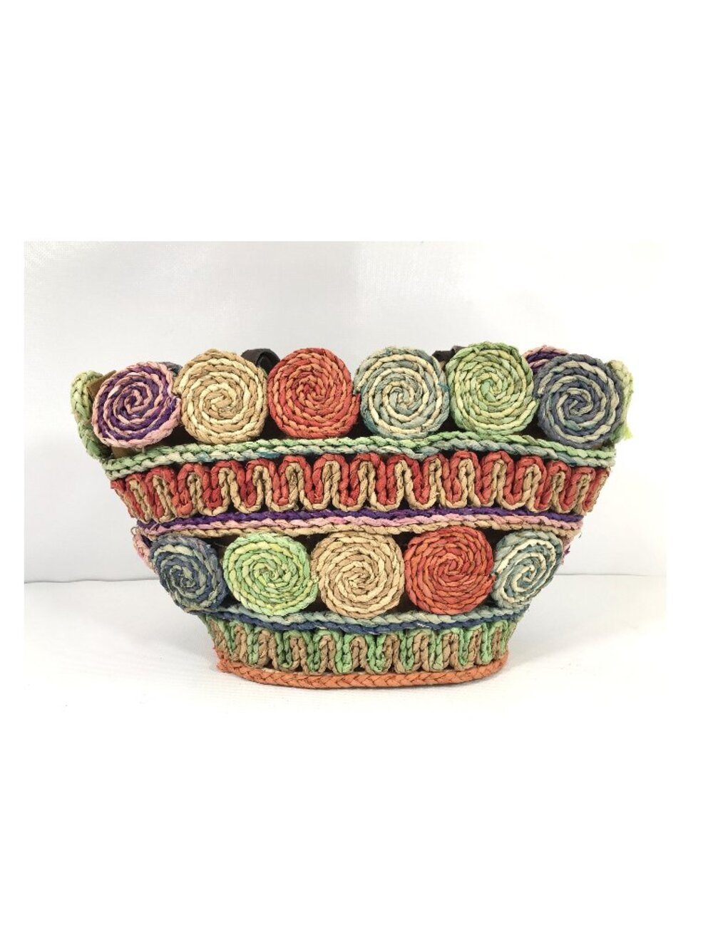 Dorfman Milano Cornhusk Straw Tote Colorful Summer Shoulder Bag Boho Floral - Picture 10 of 13